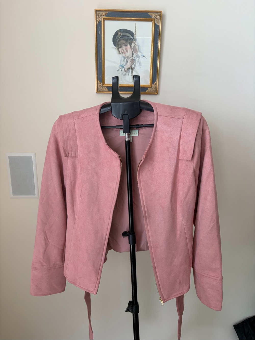 Ryegrass Blush Pink Faux Suede Moto Jacket — Size 12